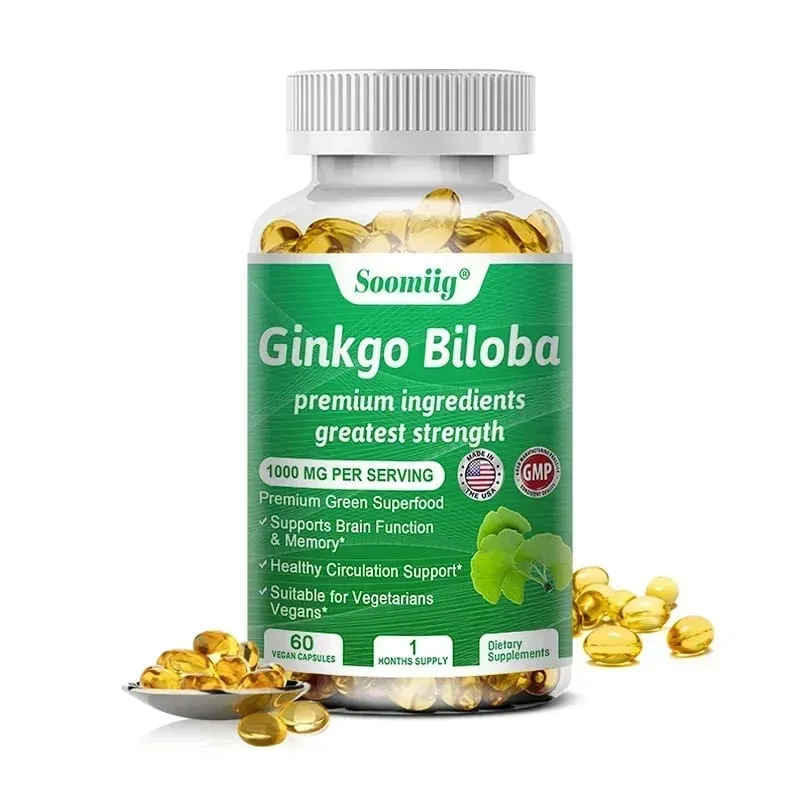 Ginko Biloba Capsules - Brain Supplement for Memory and Focus - Ginkgo Biloba Supplements for Good Vision
