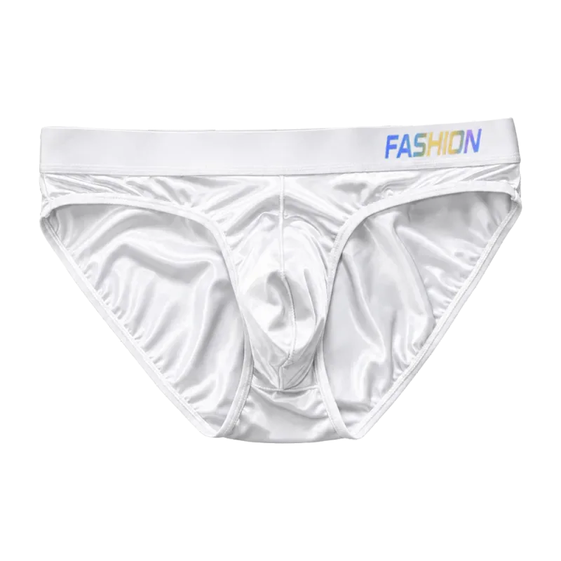 Underwear Men's Triangle Panties Low Waist Ultra Smooth Satin Silky Briefs Lingerie Gradient Letter Glossy Underpants Large Size — image 17