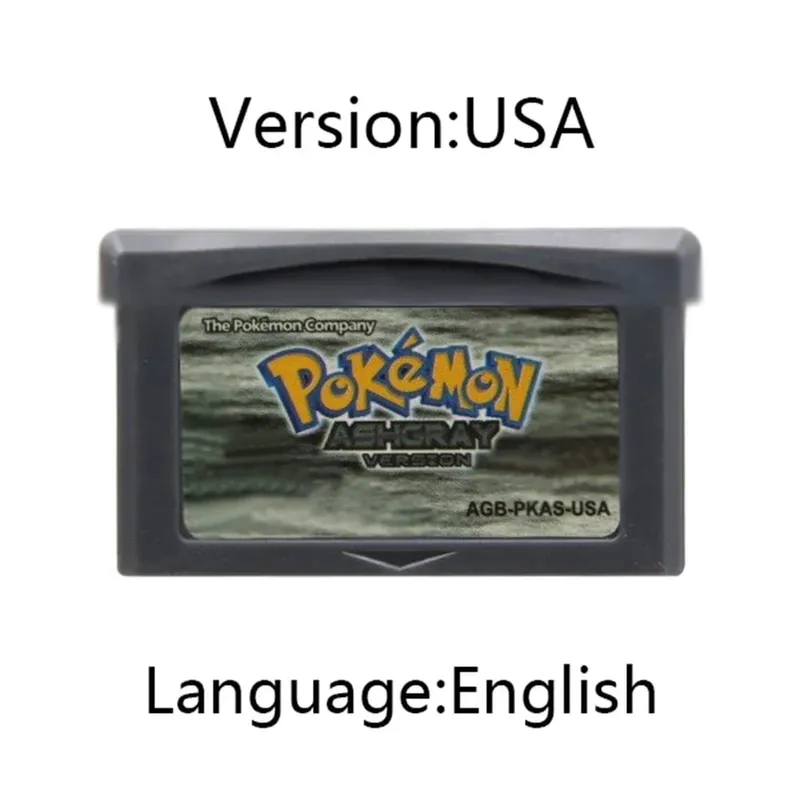 GBA Pokemon Game Cartridge 32-Bit קונסולת משחקי וידאו כרטיס Ash Grey Liquid Crystal Light Platinum Moemon Emerald שפה אנגלית