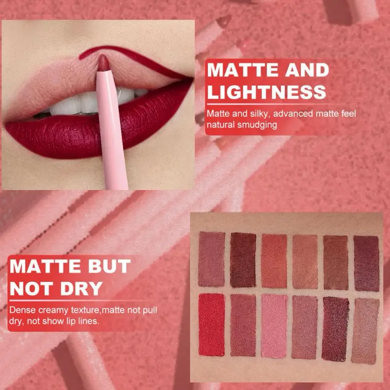 Σετ στυλό 6 χρωμάτων Lip Liner Αδιάβροχο Αδιάβροχο Εύκολο Χρώμα Διαρκές που δεν ξεθωριάζει Σετ Lip Gloss Beauty Makeup — image 6