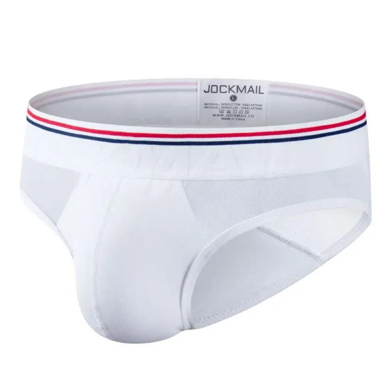 Jockmail กางเกงในชายเซ็กซี่ชุดชั้นในชายผ้าฝ้าย Low Rise Underpant เส้นด้ายสุทธิลูกไม้, Breathable ฤดูร้อนกางเกงขาสั้น calzoncillos hombre slip