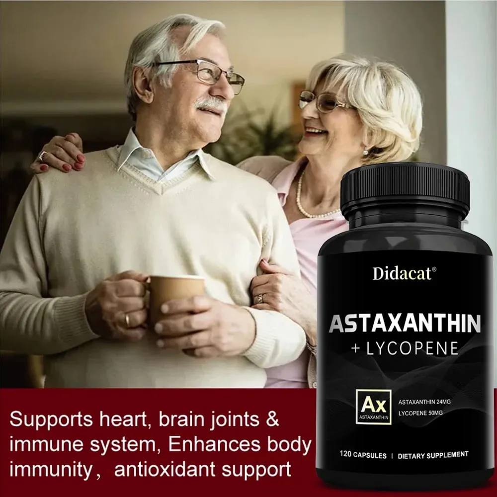 Astaxanthin 24mg + Lycopene 50mg Natural Antioxidant From Microalgae Astaxanthin Supplement Support Eye Skin Health Non-GMO — image 3