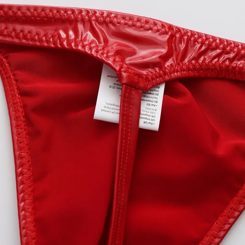 Men Glossy Faux Leather G-string Briefs Thin-Strap Low Waist Underwear Men's Panties Lingerie T-back Male Briefs Lingerie — image 8