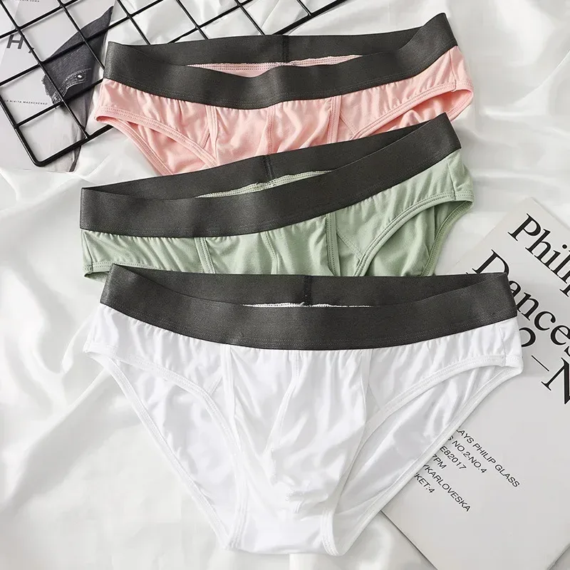 Men's Modal Briefs, Dual Separate Pouch Design, Ultra Thin Breathable High Stretch Underwear, Daily Comfort Wear