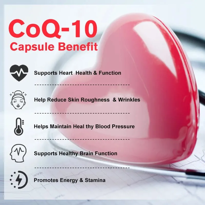 120pcs Organic Q10 Coenzyme 400mg Capsules with Vitamin E Cardiovascular and Heart Health Energy Vitamins Beauty and Health — image 3