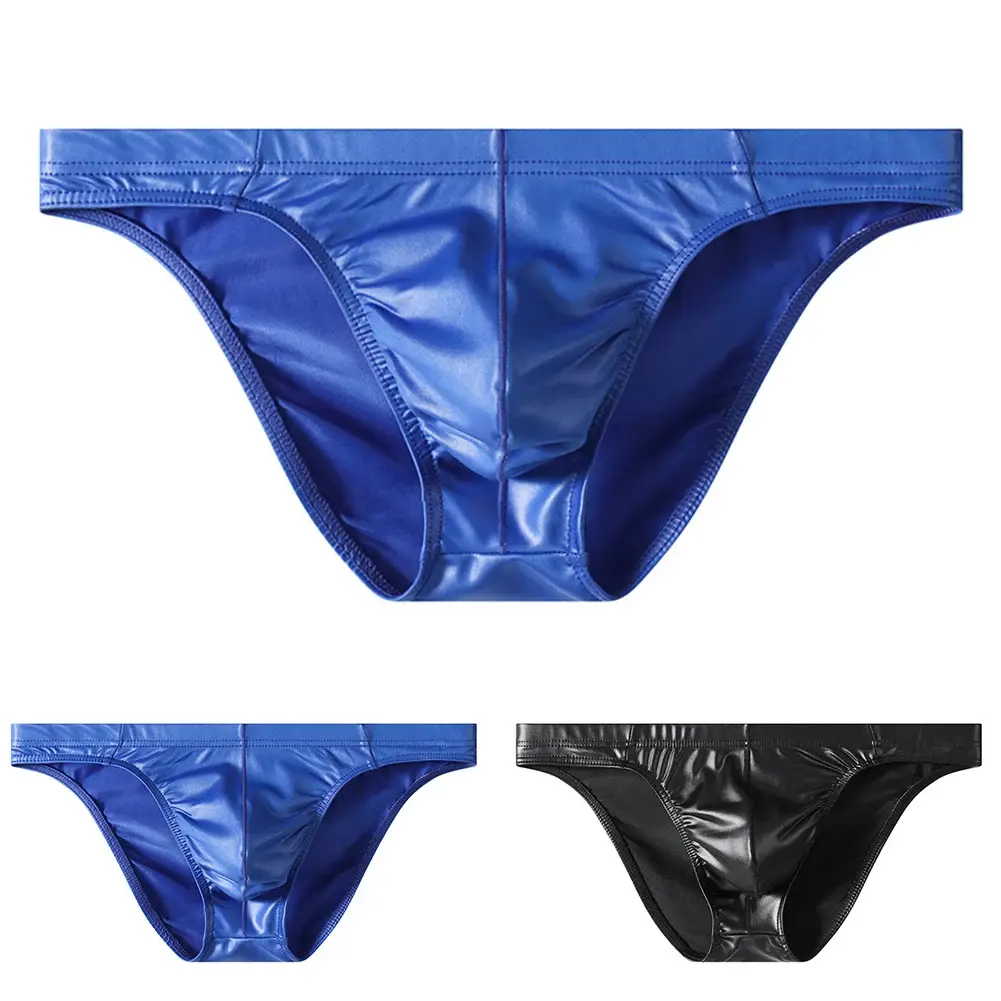 Men's Briefs Faux Leather Underwear Briefs Low Waist Lingerie Panties Sexy And Comfortable Minimalist Triangle Pants
