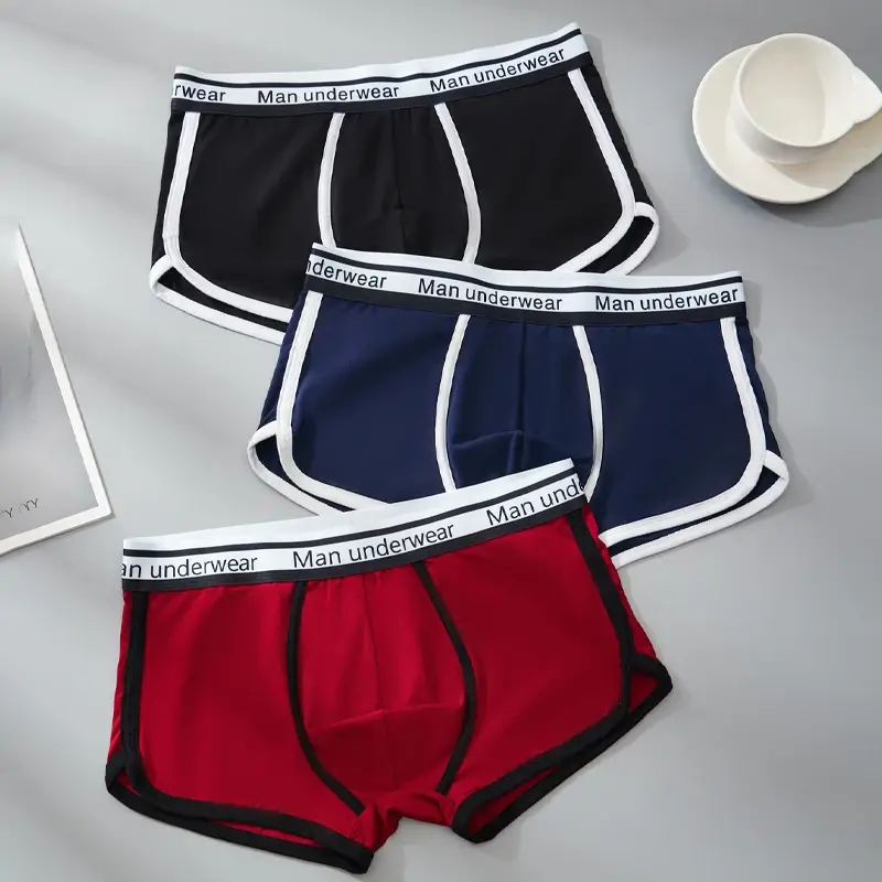 3 pezzi di biancheria intima in cotone da uomo con cinturino con lettera, boxer comodi e traspiranti, bauli morbidi per uomo — image 6