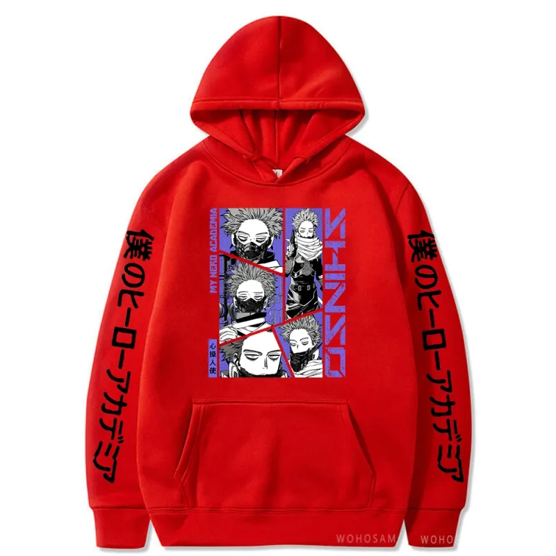 Sudaderas con capucha de My Hero Academia para hombre y mujer, suéter con estampado de Shinso Hitoshi, sudaderas con cuello redondo de estilo de dibujos animados Harajuku, Sudadera con capucha de calle para hombre y mujer — image 25