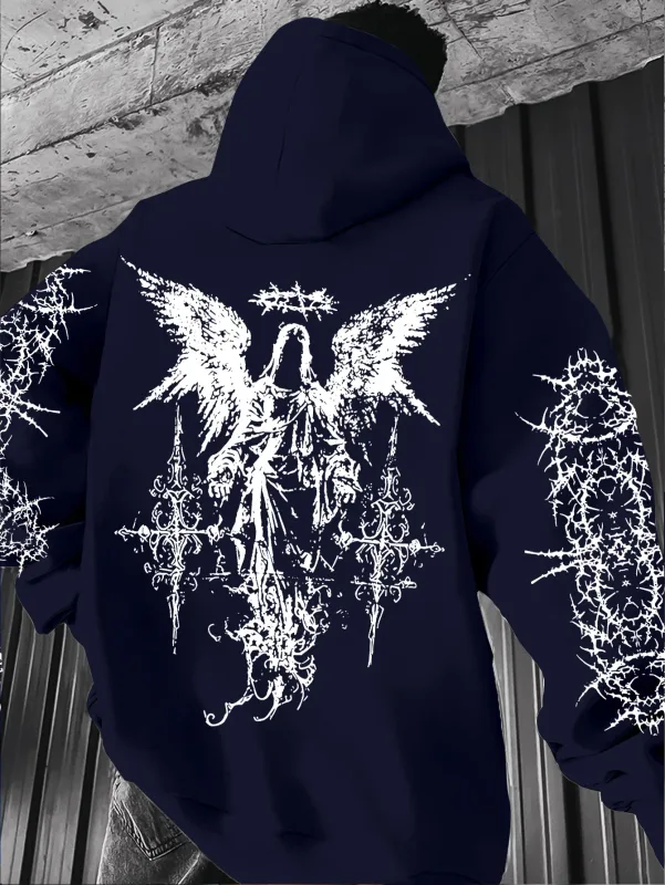 Gotik Tarzı Melek Baskı Hoodies Erkek Kadın Açık Sokak Rahat Spor Trendi Hip-Hop Çift Uzun kollu Sonbahar Kış Kazak