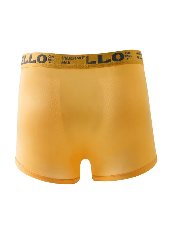 6-Pack Men's Ice Silk Semi-Mesh Boxers - "HELLO" Waistband, Breathable Variety