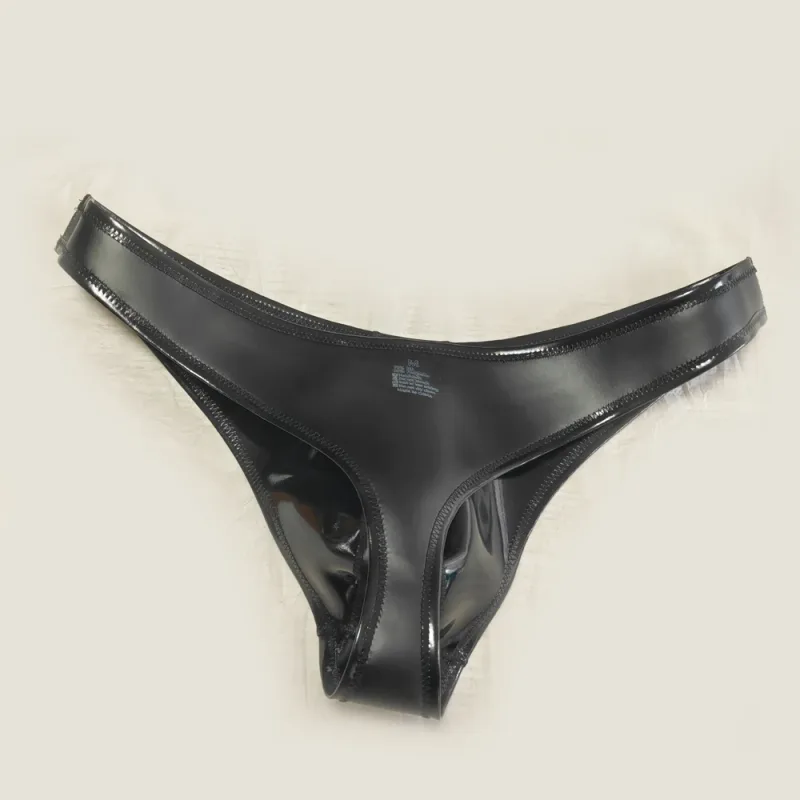 Sexy Men Double Sided PU Hot Short Shiny U Convex Briefs Sexy Lingerie G-string PVC Faux Latex Low Waist Bikini Gay Wear Plus