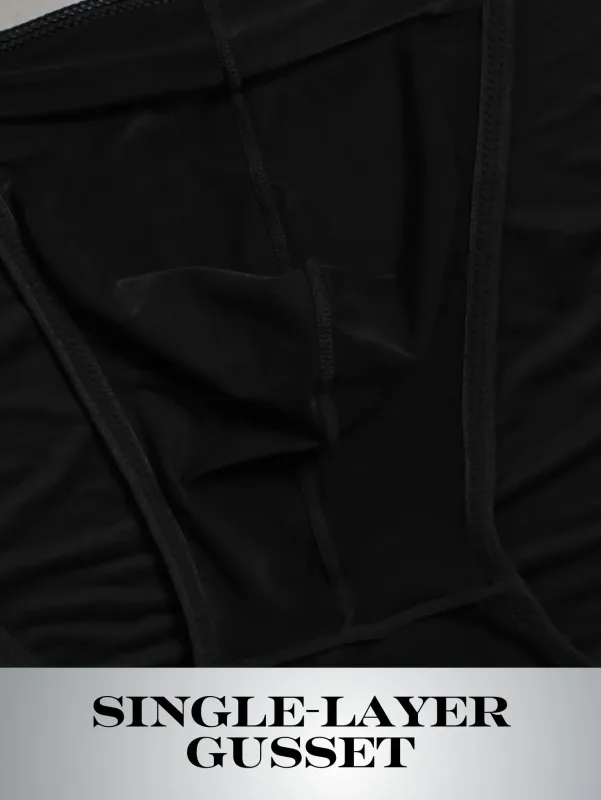 1pc Men's Sexy Semi-sheer Briefs - Ice Cold Fabric Printed Waistband Breathable Sweat-Wicking Soft Casual Daily Men Underwear