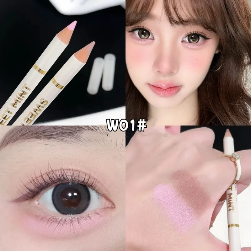Kétvégű selyemhernyó szemceruza árnyékoló toll 2 az 1-ben Nude Pink Brightening Highlighter Sminkceruza Tartós Vízálló Szemsmink