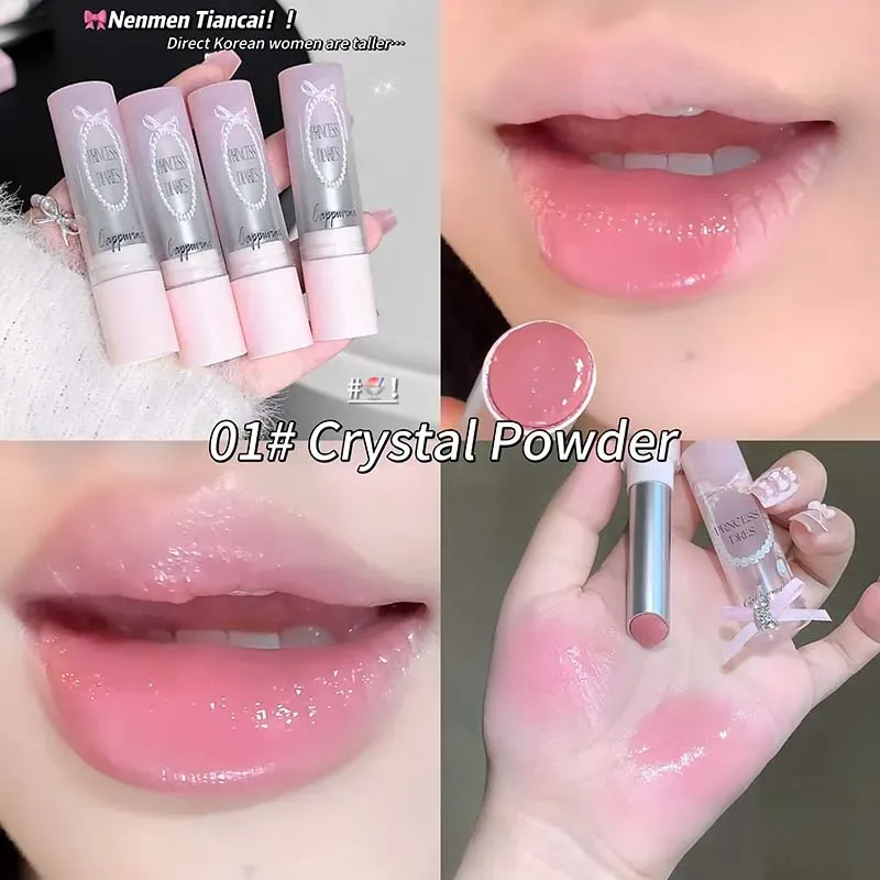 Pink Crystal Mirror Glass Solid Lip Gloss Round Tube Water Light Lipstick Clear Jelly Lip Glaze Nude Brown Moisturizing Lip Tint — image 8