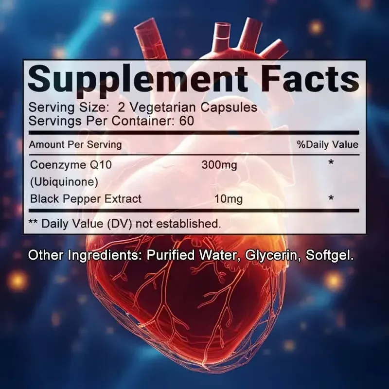 CoQ10 Softgels - Συμπλήρωμα συνένζυμου Q10 (ουβικινόνη) Αντιοξειδωτικό υψηλής απορρόφησης που υποστηρίζει την υγεία της καρδιάς και την παραγωγή ενέργειας