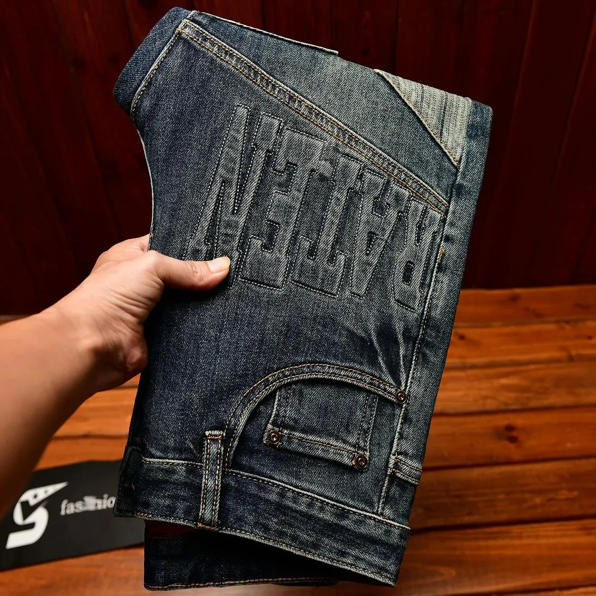 Υψηλό ρετρό τζιν για άνδρες slim fit μικρά πόδια ελαφριά πολυτελή τάση φθινοπωρινό στυλ απλό και casual μακρύ παντελόνι