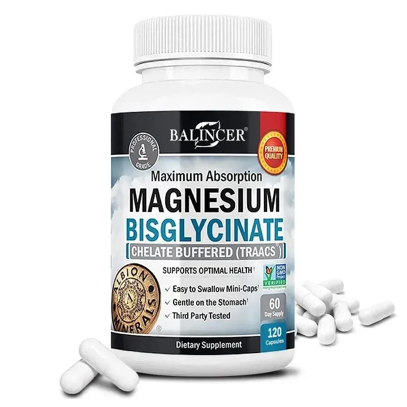 Magnesium Bisglycinate - for Muscle Nerve Sleep Joints Bones Immune & Energy - High Absorption Vegetarian 120 Capsules