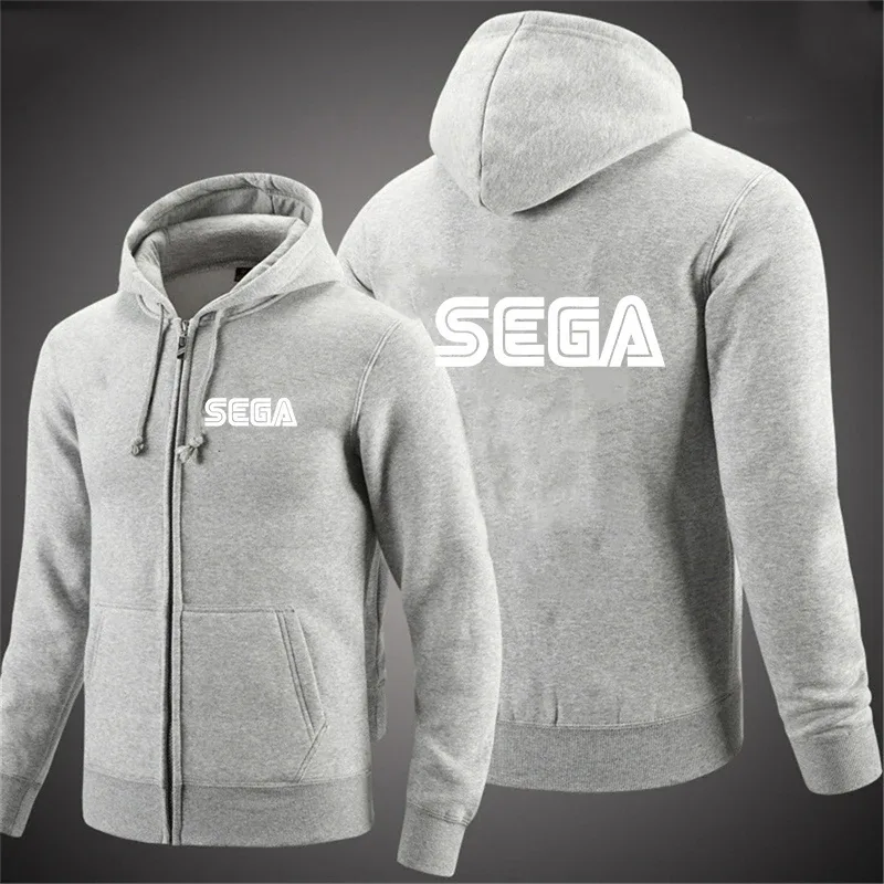 Sudaderas para hombre, jersey Sega de otoño, chaqueta informal con cremallera para hombre, Sudadera con capucha para exteriores, sudadera de otoño de Color sólido con cuello alto