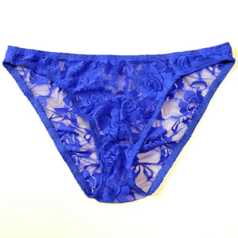 Sexy Men Lace Transparent Briefs Perspective Underwear Hollow Out Rose Mesh Low Rise Male Panties — image 10