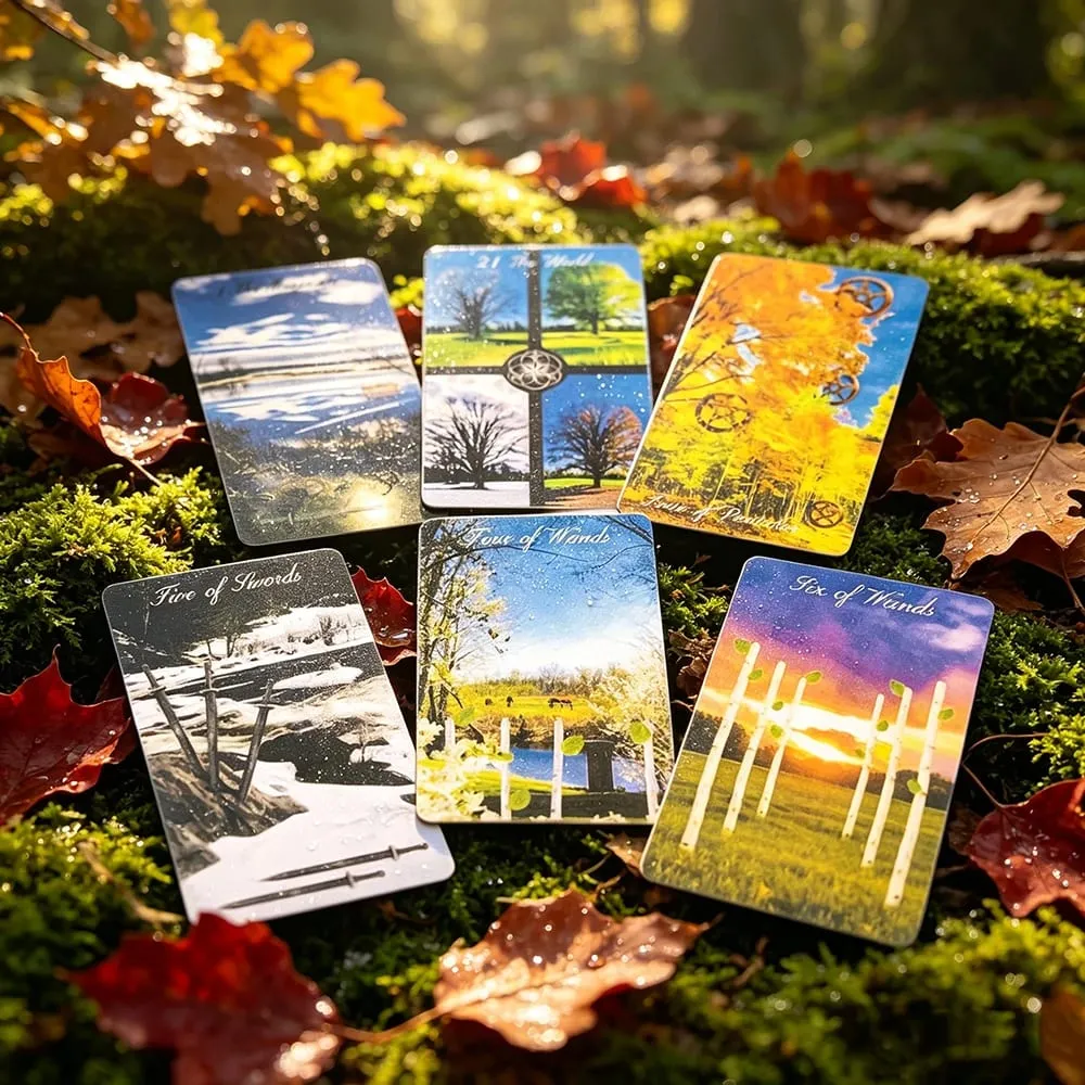 מדיטציית הליכה חפיסת טארוט 78 קלפים יער טבע קלפי טארוט חיזוי מדיטציה מתנה רוחנית לאוהבי טארוט
