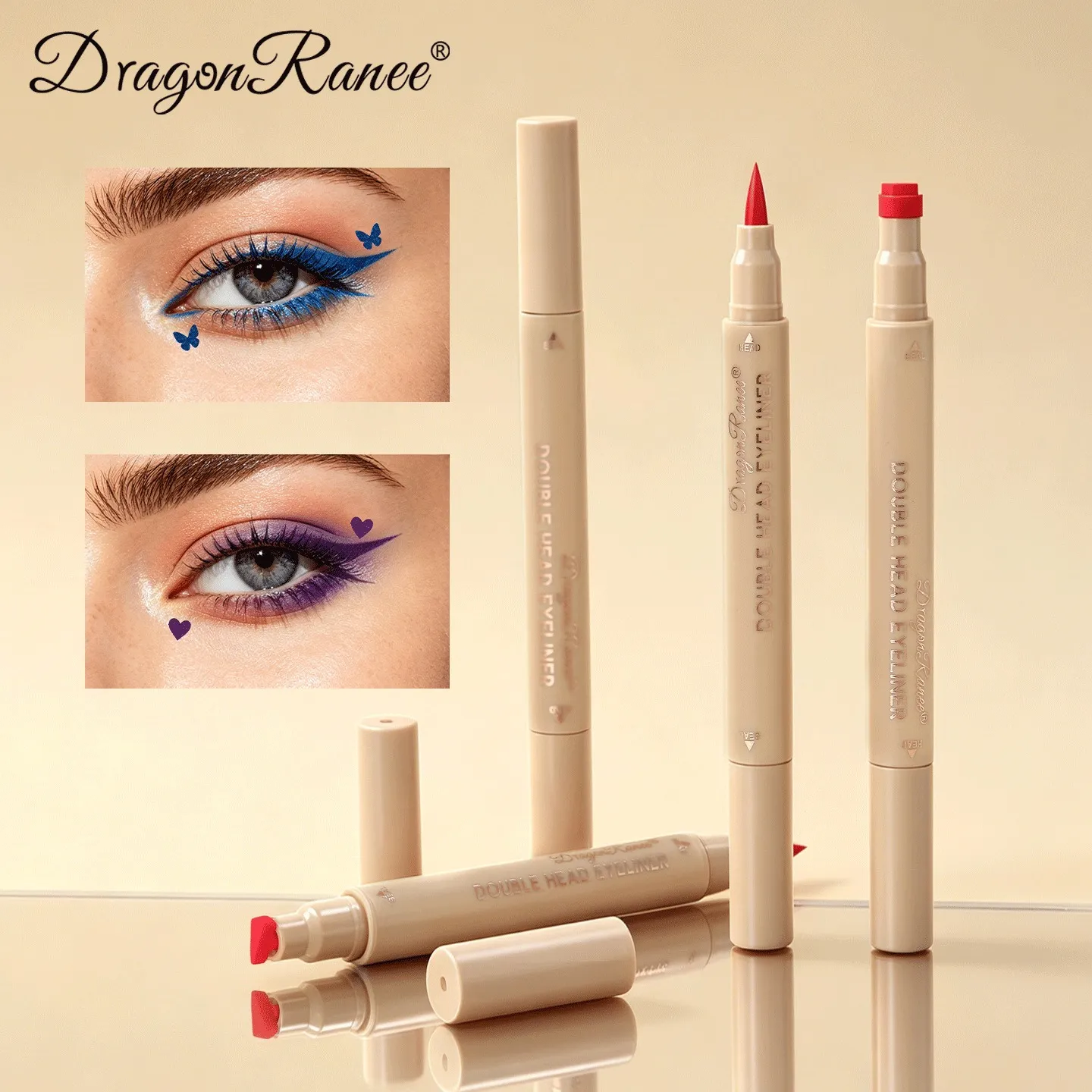 2-σε-1 διπλό άκρο Stamp Seal Eyeliner Γρήγορο Στέγνωμα Αδιάβροχο και Αδιάβροχο, Αδιάβροχο και Αδιάβροχο Δεν είναι εύκολο να μουτζουρώσετε Πολύχρωμο Μακιγιάζ Ματιών — image 6