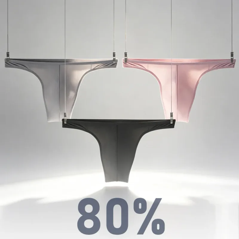 Ice Silk Thongs Men Sexy Underwear Soft Ribbed G-string Breathable Underpants Seamless Panties Male Lingerie Bulge Pouch Briefs