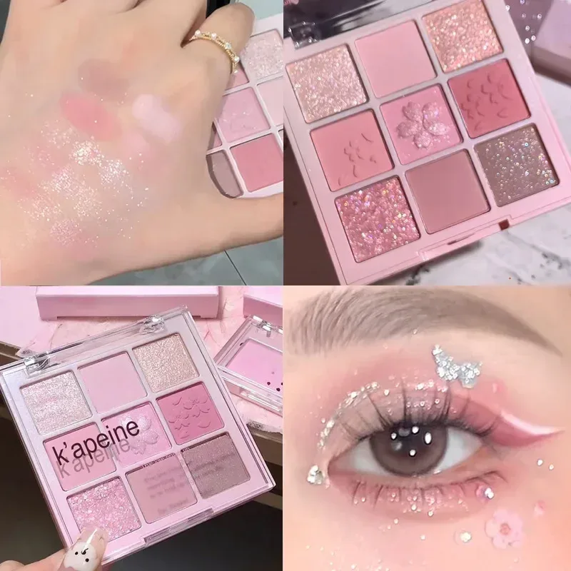 Παλέτα σκιών ματιών Glitter 9 χρωμάτων Earth Color Pearlescent Eye Shadow Shimmer Highlights Sparkling Sequin Champagne Eyes Makeup — image 7
