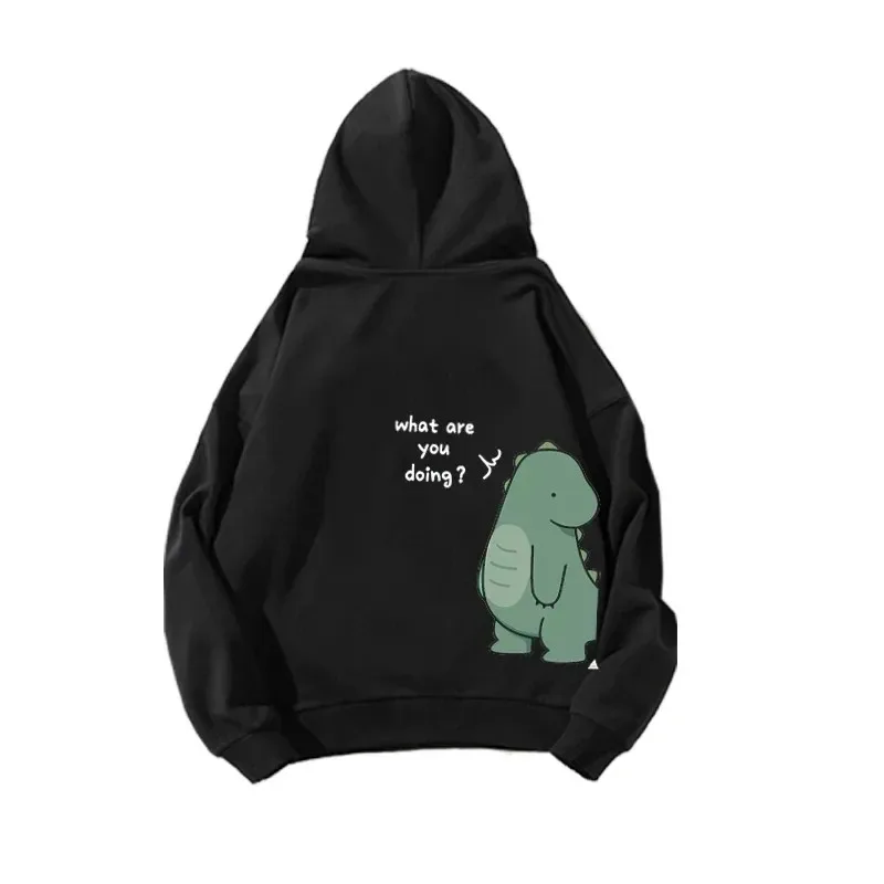 Herbst und Winter süßer Rock-Dinosaurier-Modedruck für Herren, lässig, Harajuku, Y2k, Cartoon-Paar-Hoodie als Geschenk für Paare