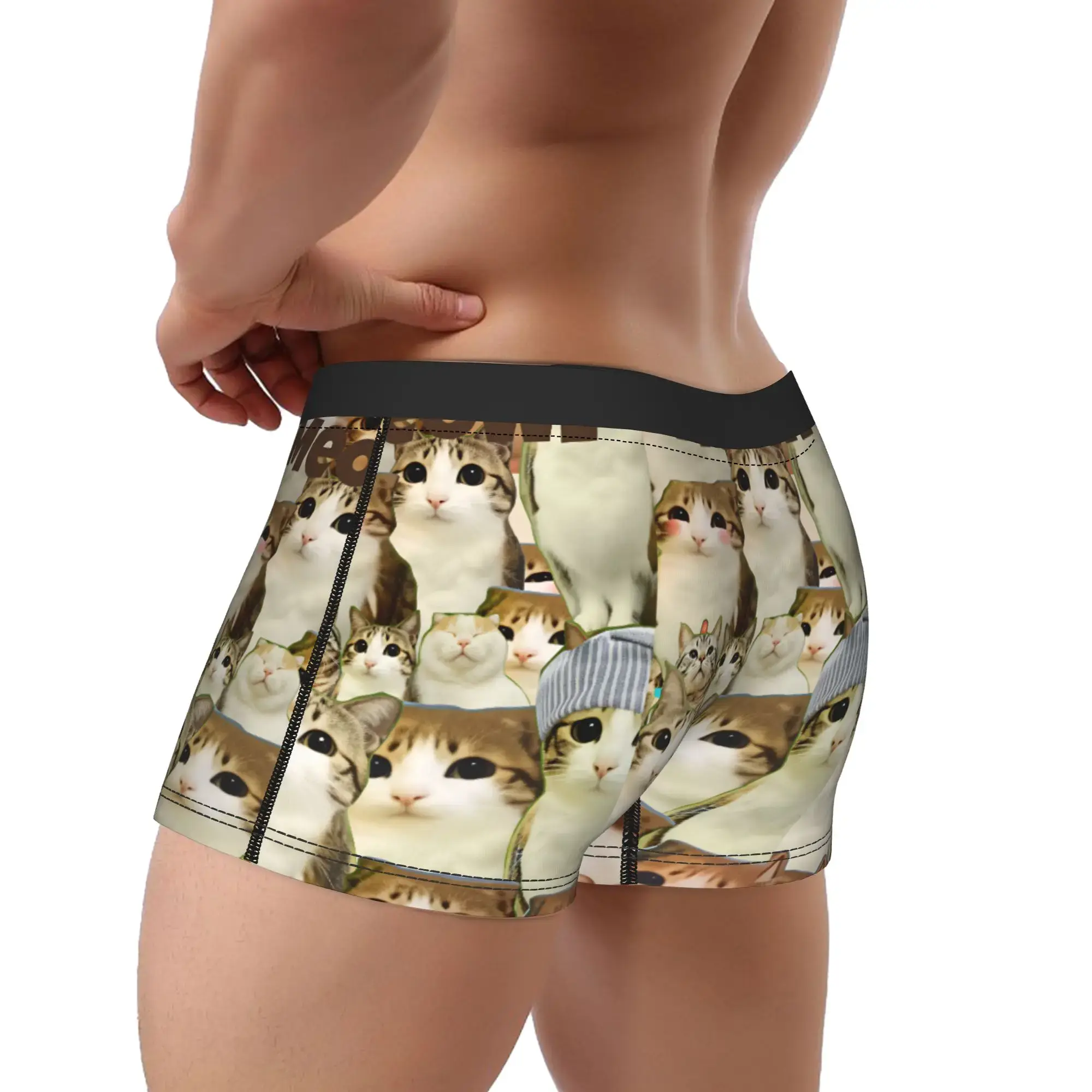 Meowl Cat Owl Cute Pet Aufkleber Unterwäsche Bequeme Höschen Zoll Boxershorts für Männer 3D-Beutel Übergröße Trunk — image 3