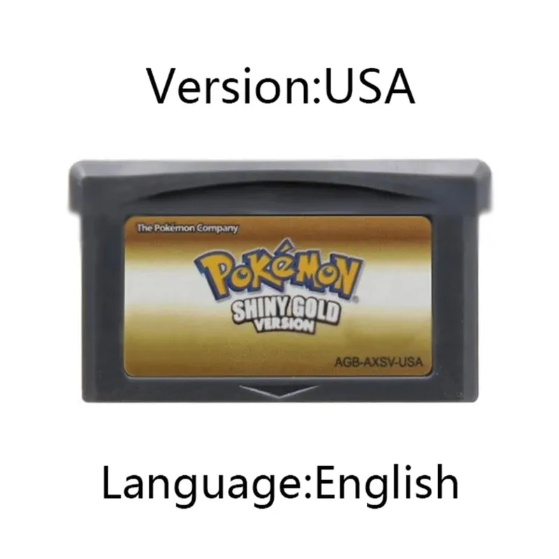 GBA Pokemon Game Cartridge 32-Bit קונסולת משחקי וידאו כרטיס Ash Grey Liquid Crystal Light Platinum Moemon Emerald שפה אנגלית