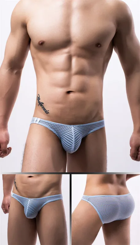 Calzoncillos para hombre, ropa interior con agujeros transpirables de verano, ropa interior convexa en U, ropa interior fina de cintura baja para hombre, Calzoncillos antideslizantes