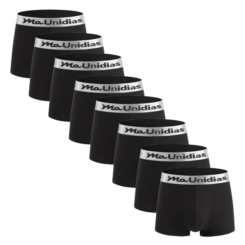 8pcs Bamboo Fiber Boxer Briefs White Men's Panties Letter Waistband Underwear Man Boxers Solid Color Boxershorts Men Underpants