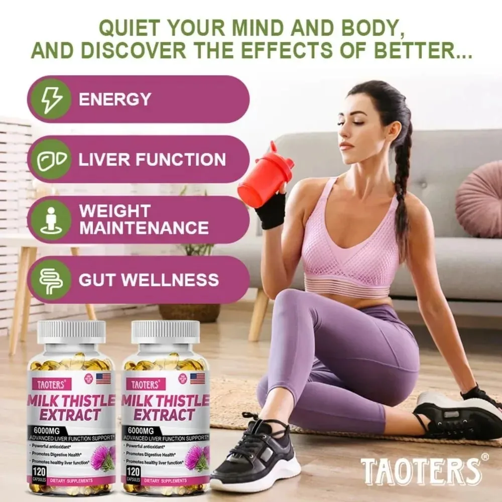 Milk Thistle dengan Akar Dandelion - Suplemen Pendukung Kesehatan Hati & Ginjal - Vegan Non-GMO Bebas Gluten