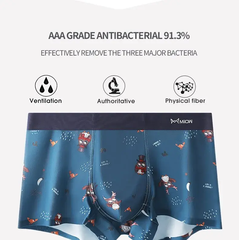 MiiOW 4Pcs Animal Print Boxershorts Cotton Underpants Sexy Men Underwear Boxers Shorts Breathable Plus Boxer Soft Male Panties — image 4
