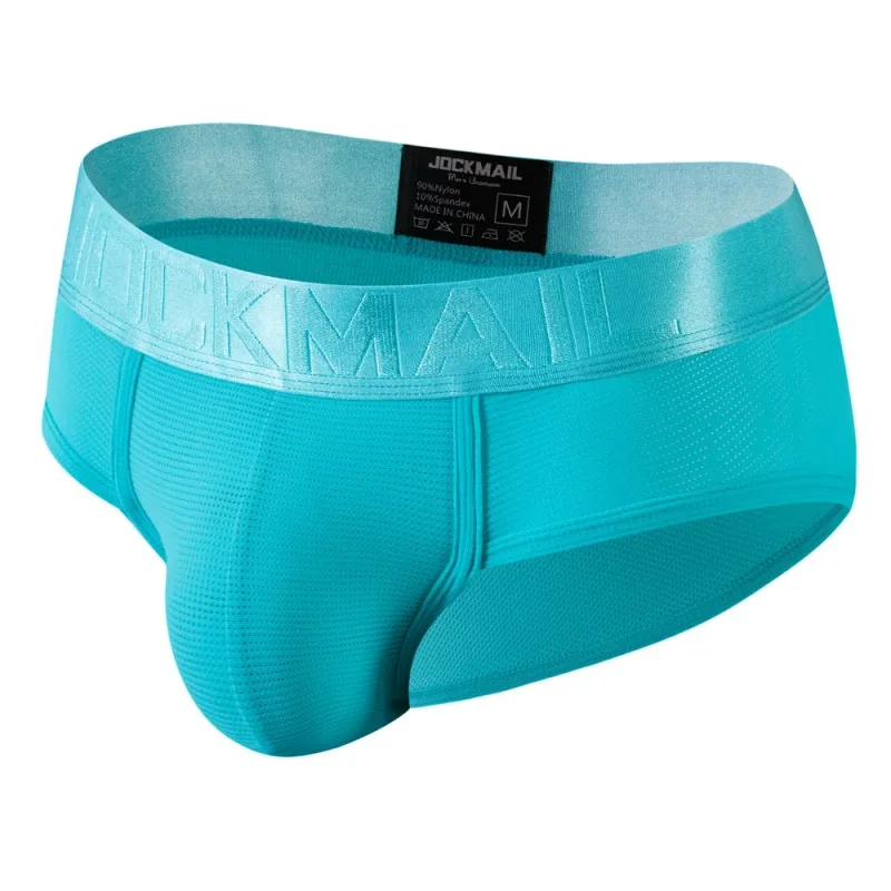 Jockmail Mens Underwear Briefs Mesh Breathable Sports Fitness Shorts Solid Color Sexy Low-rise Lingeries for Extreme Panties — image 13