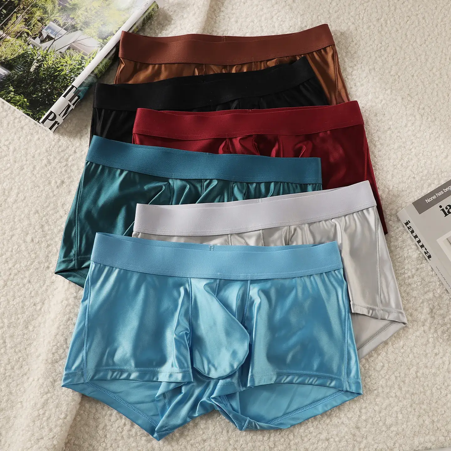 Mens Underwear Boxer Shorts Man Solid Slim Nylon Panties Cueca Middle Waist JJ Pouch Underpants Male Boxers Ropa Plus Size M-XXL 3256811688904070