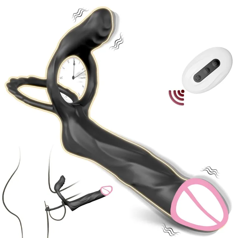 Double Penetration Vibrator for Couple Penis Ring Semen Cock Ring Penis Enlargement Delayed Vibrating Sex Toys for Men Adult — image 10