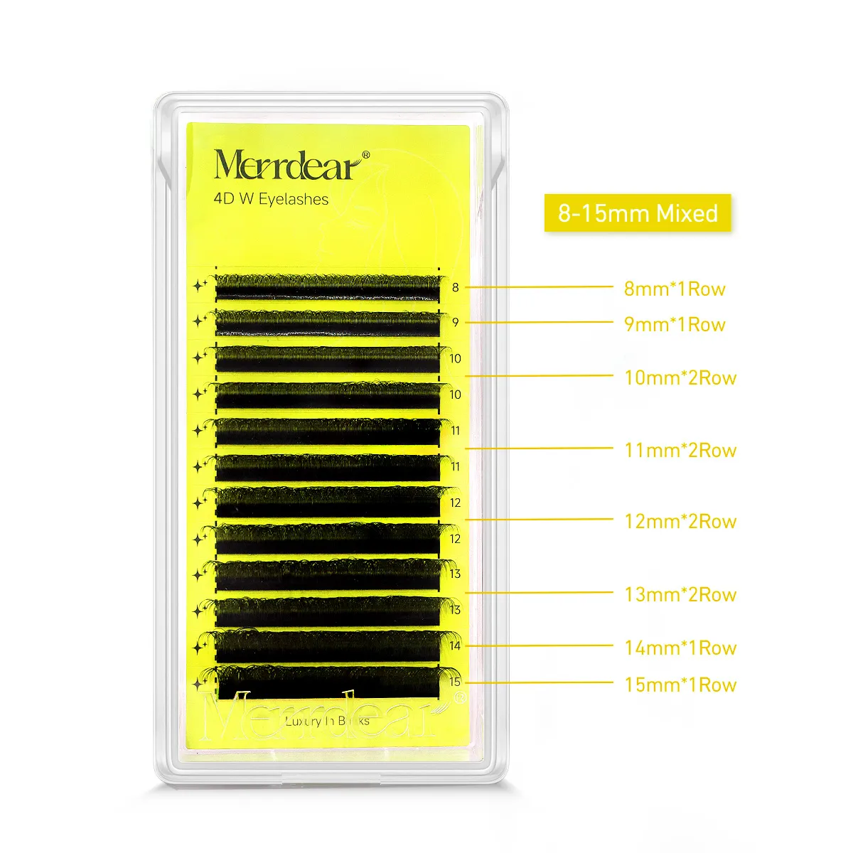 Merrdear 4D W Lash Extensions for Women 8-15mm Mixed Tray C/D Curl False Eyelash 4D W-shaped Eye Lashes Natural Daily Makeup
