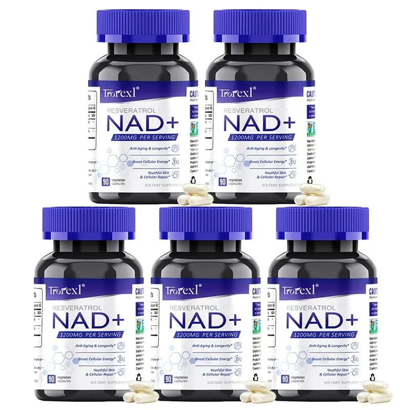 תוסף NAD + Resveratrol NAD Plus Boosting - תומך באנרגיה סלולרית אנטי אייג'ינג מטבוליזם בריאות העור