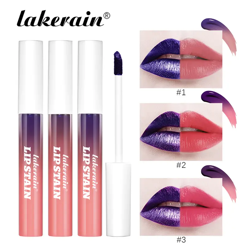 Blading Lip Gloss Peel and Stick Σετ μακράς διαρκείας Αδιάβροχο Pink Lip Gloss Μεταφορά Ανθεκτικό Φυσικά Καλλυντικά για Χείλη 3 Χρώματα — image 2