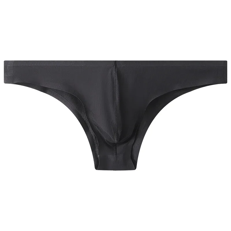 Intimo da uomo a triangolo piccolo a mezza anca a vita bassa sexy da uomo giovane slip senza cuciture in seta di ghiaccio mutandine estive leggere e traspiranti