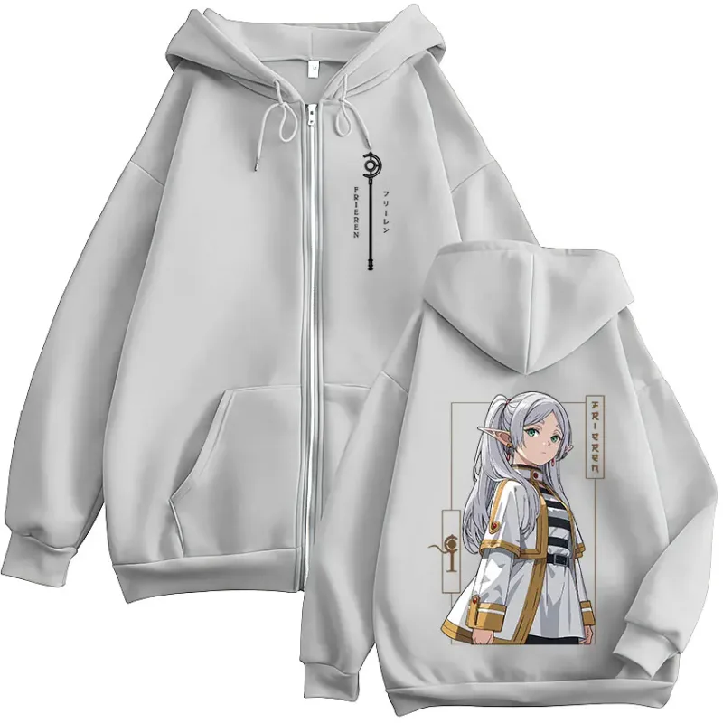Anime Frieren: Beyond Journey's End Zipper Hoodies Herr Damkläder Mode Harajuku Zip Up Hooded Sweatshirts Jackor Kappor — image 7