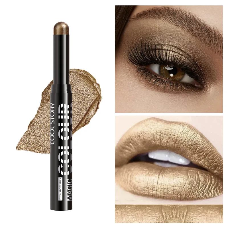 2 σε 1 Eyeshadow Lipstick Stick Pencil Waterproof Glitter Brighten Matte Eye Shadow Makeup Pigment Eyeshadow Pen