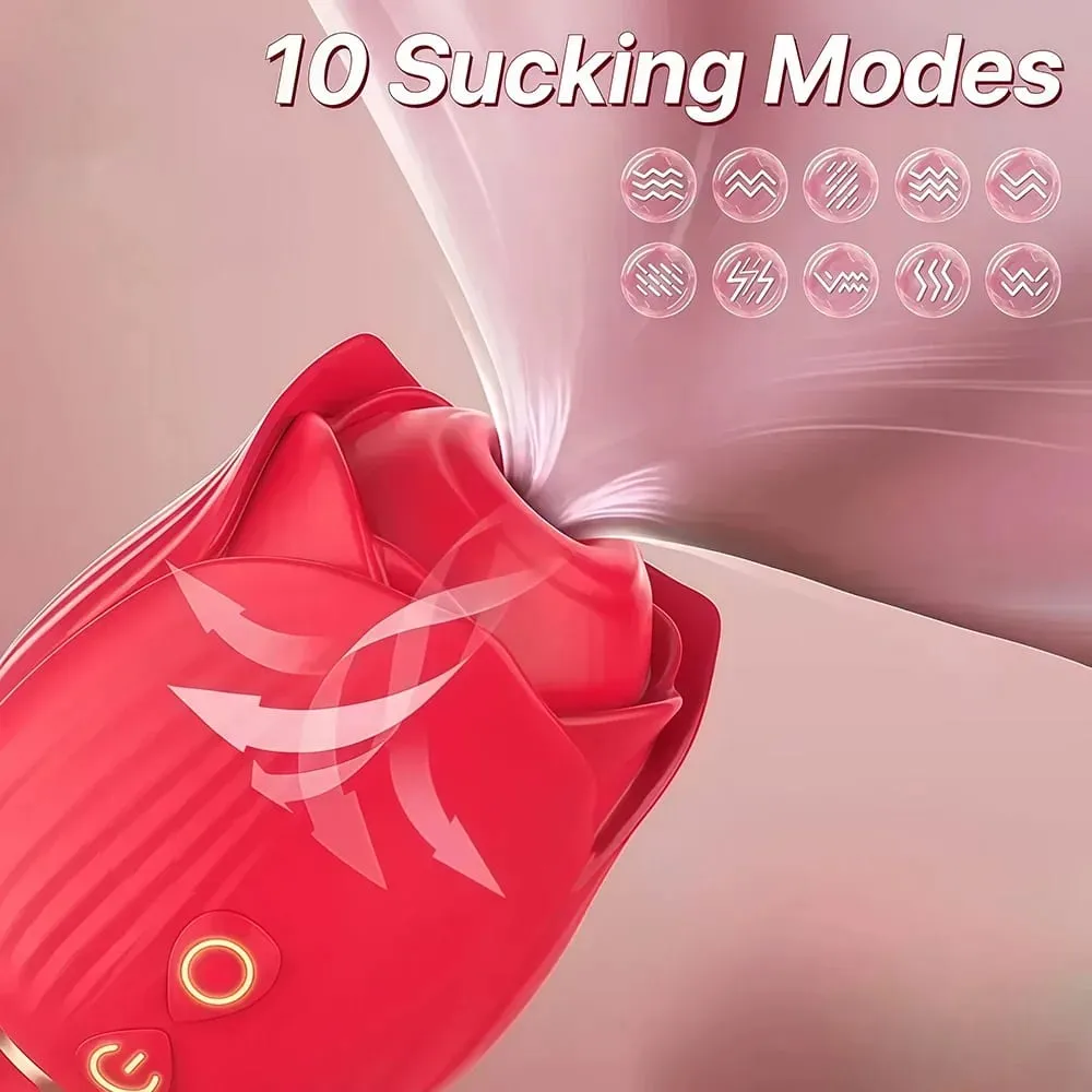 Rose 3 az 1-ben Sucker Vibrátor nőknek Teleszkópos klitorisz stimulátor Műpénisz Licking Vagina Masszírozó Maszturbátor Női Szexjátékok