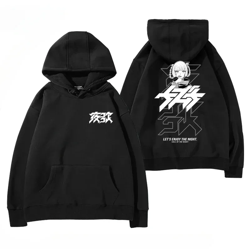 Y2K Anime CALL OF THE NIGHT Nazuna Nanakusa Rolig Hoodie Hip Hop Grafiska Sweatshirts Poleron Hombre Streetwear Harajuku Tracksui