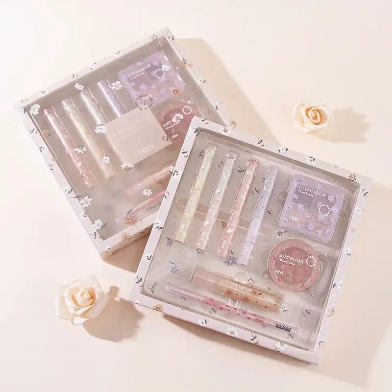 8 PCS Makeup Kit Waterproof Lipstick Eyebrow Pencil Concealer Blush Eyeshadow Palette Korean Cosmetics Full Set For Women