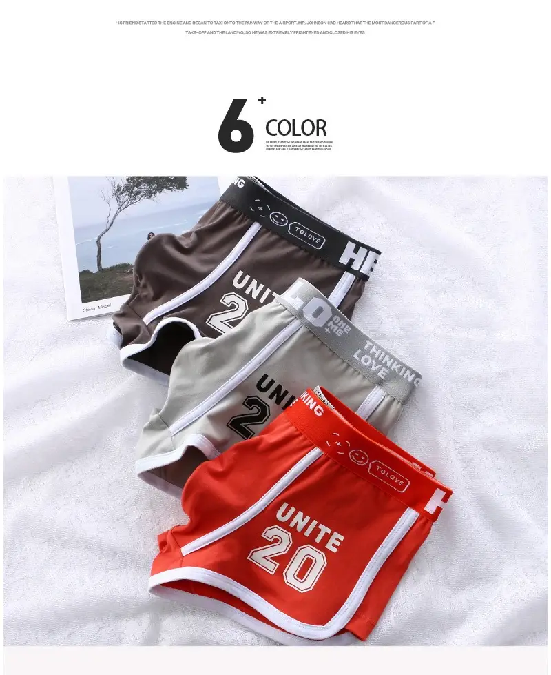 1/3pc roupa interior masculina esportes boxer shorts de algodão oversized cor sólida juventude moda esportes calcinha masculina confortável respirável — image 2