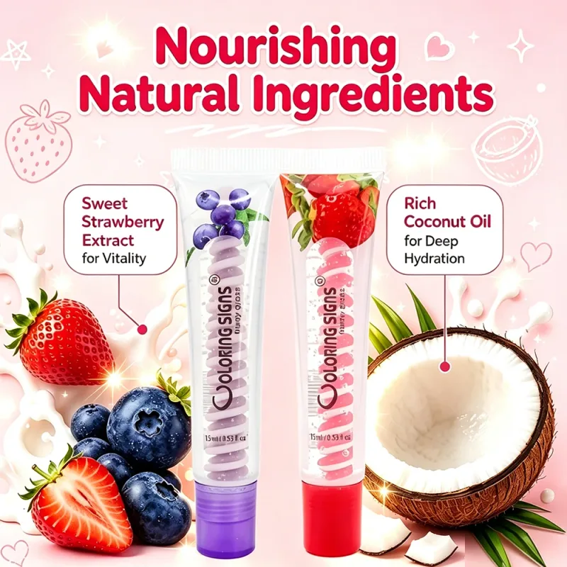 Fruity Lip Gloss Strawberry Blueberry Shiny Lip Oil Ενυδατικό Λάδι χειλιών Plumping Shimmer Lip Makeup Ενυδατικό κραγιόν για κορίτσια — image 5