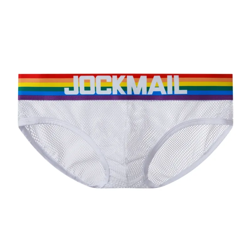 Jockmail กางเกงในชายเซ็กซี่ชุดชั้นในชายผ้าฝ้าย Low Rise Underpant เส้นด้ายสุทธิลูกไม้, Breathable ฤดูร้อนกางเกงขาสั้น calzoncillos hombre slip