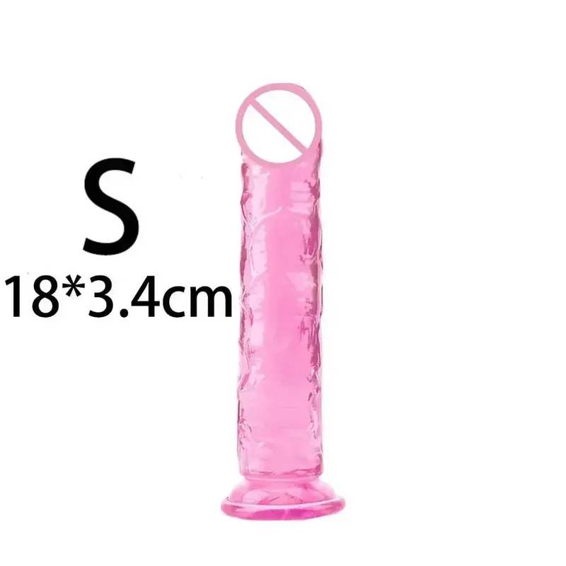 Cheap Women Erotic Anal 5 Colors Big Transparent Dildo Suction Cup Jelly Dick Sex Toys Soft Clitori Vaginal Masturbators Penis — image 11